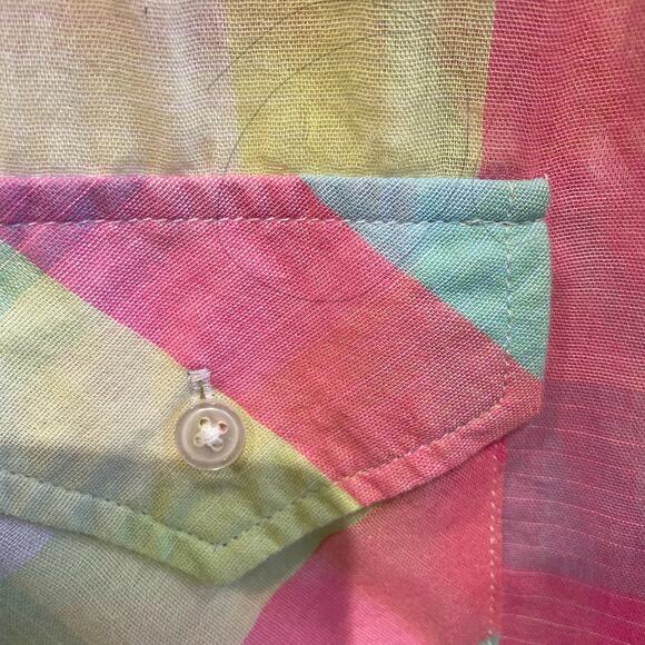 Rails Taylors Gauze Button Down Neon Blouse Sz S - Picture 11 of 11